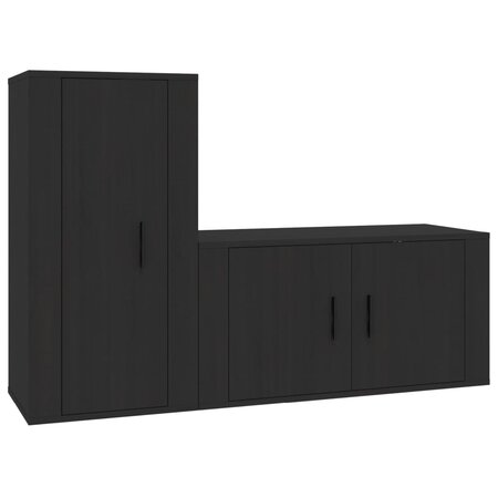 vidaXL Ensemble de meubles TV 2 Pièces noir bois d'ingénierie