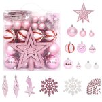 vidaXL Ensemble de boules de Noël 65 Pièces Rose / Rouge / Blanc