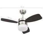 vidaXL Ventilateur de plafond lampe et télécommande 76 cm Marron foncé