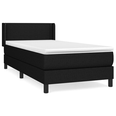 vidaXL Lit à sommier tapissier avec matelas Noir 100x200 cm Tissu