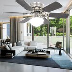 vidaXL Ventilateur de plafond orné avec lumière 82 cm Marron foncé