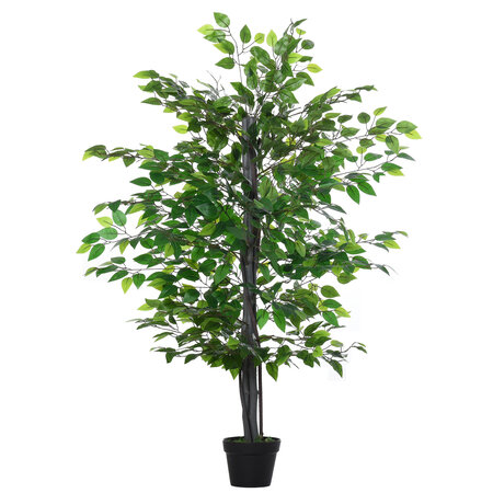 Outsunny Arbre artificiel plante artificiel banyan hauteur 1 45 m tronc branches liane lichen feuilles grand réalisme pot inclus