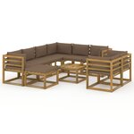 vidaXL Salon de jardin 10 Pièces avec coussins Taupe