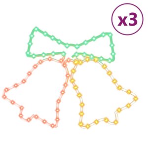 vidaXL Figurines de cloches de Noël avec 72 LED 3 Pièces 50x56 cm