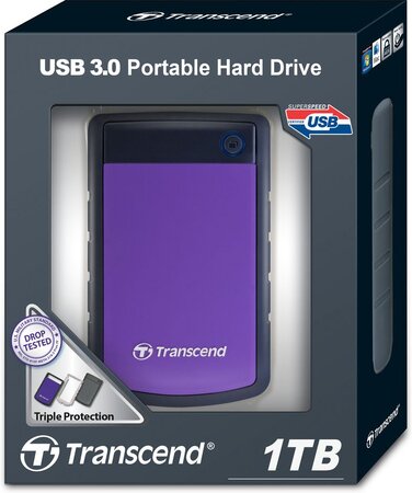 DD EXT. 2.5'' TRANSCEND StoreJet 25H3 Antichoc - 1To Violet