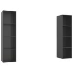 vidaXL Meubles TV muraux 2 Pièces Gris brillant Aggloméré