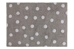 Tapis coton motif pois - gris - 120 x 160