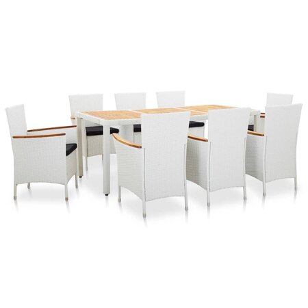 vidaXL Ensemble à dîner d'extérieur 9 Pièces Résine tressée Blanc