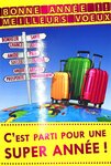 Carte bonne année meilleurs vœux rose brillant avec enveloppe souhaits voyage