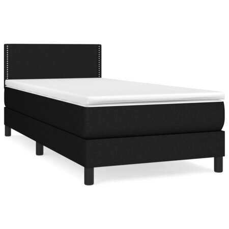 vidaXL Lit à sommier tapissier avec matelas Noir 100x200 cm Tissu