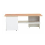 Table basse en bois Moderne blanc plateau chêne 90 x 35 5 x 60 cm