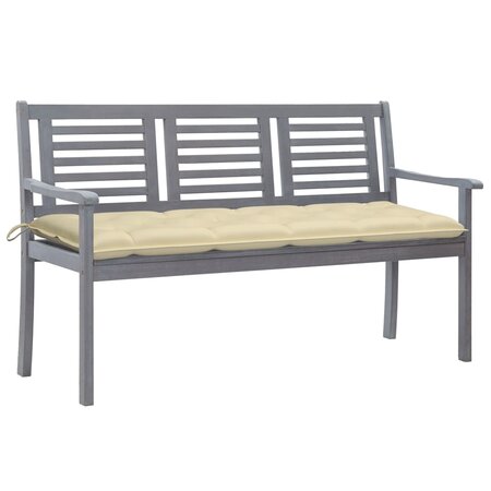 vidaXL Banc de jardin 3 places avec coussin 150 cm Gris Eucalyptus