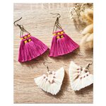Bijoux Macramé - 2 paires Boucles d'oreilles rose écru