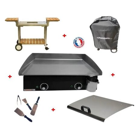 Pack plancha électrique planchaelec lux 600 carbon - chariot elysee 600