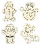 Aimants de Noël en bois à décorer 6x3cm 4 pièces