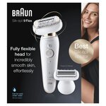 Braun silk-épil 9 flex 9-002 épilateur éléctrique pour femme - tete flexible - micro-grip 40 pincettes - sensosmart - blanc/doré