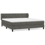vidaXL Lit à sommier tapissier et matelas Gris foncé 180x200cm Velours