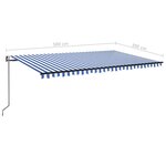 vidaXL Auvent automatique capteur de vent/LED 500x300 cm Bleu et blanc
