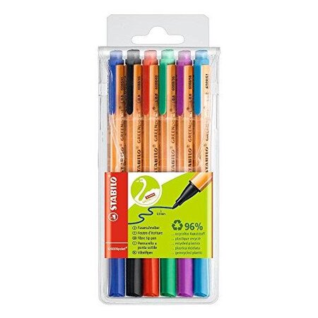 Etui de 6 stylos feutre greenpoint pte large 0 8 mm assortis stabilo