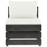 vidaXL Salon de jardin 9 Pièces avec coussins Bois imprégné de gris