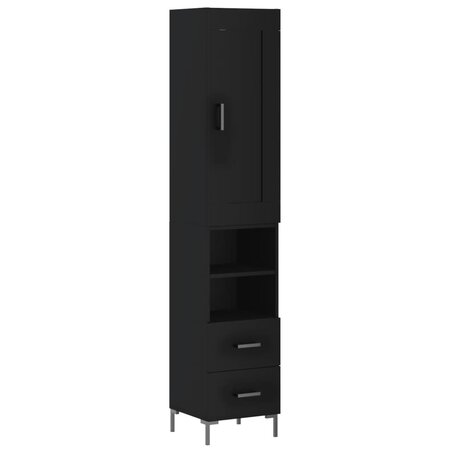 vidaXL Buffet haut Noir 34 5x34x180 cm Bois d'ingénierie
