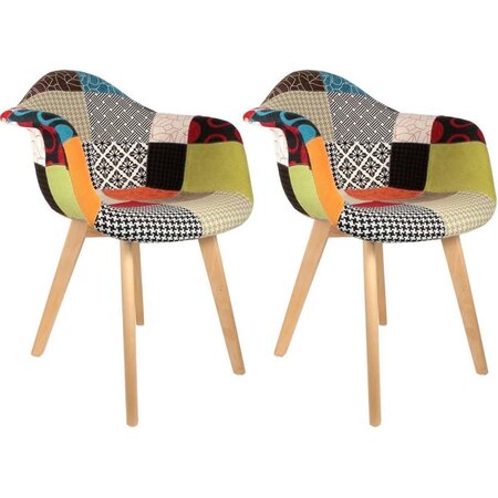 Fauteuil scandinave patchwork (lot de 2)