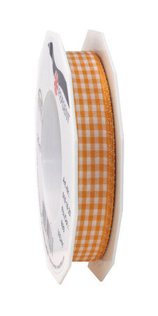 Ruban vichy 20-m-rouleau 15 mm orange et blanc