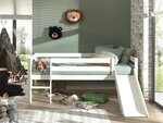 lit mi-hauteur blanc + toboggan et 2 tiroirs de rangement