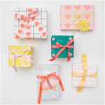 3 papiers cadeaux coeurs et carreaux 2 m
