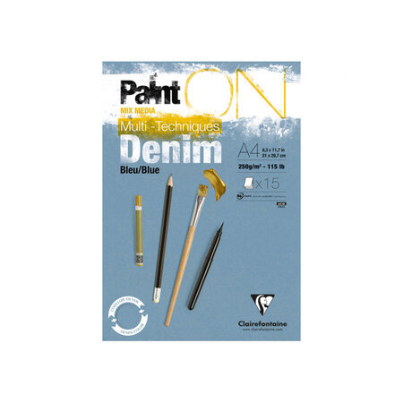 Painton bleu denim bloc collé 15f a4 250g - clairefontaine