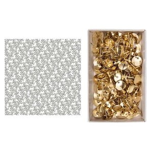 Papier calque japonais N&B 90 g/ m² 30 x 30 cm Branches + 150 punaises dorées