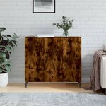 vidaXL Buffet chêne fumé 90x34x80 cm bois d'ingénierie