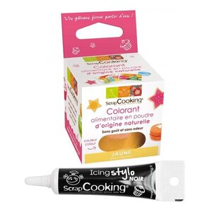 Colorant alimentaire naturel Jaune + Stylo de glaçage noir