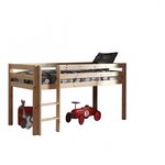 PINO  Lit Compact Pin Massif Naturel 209 x 105 x 114 cm + rideau et tunnel de lit astro