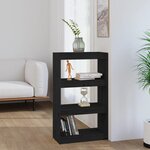 vidaXL Bibliothèque/Séparateur de pièce Noir 60x30x103 5 cm Pin solide