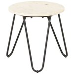 vidaXL Table basse Blanc 40x40x40 cm Pierre véritable texture marbre