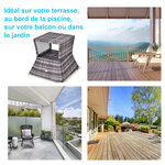 Pied de parasol table basse 2 en 1 étagère inférieure intégrée résine tressée imitation rotin PE dim. 54L x 54l x 55H cm gris