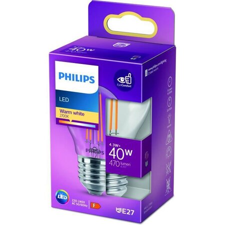 Philips led classic 40w sphérique e27 blanc chaud non dimmable