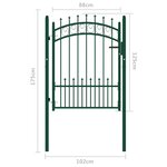 vidaXL Portail de clôture avec pointes Acier 100x125 cm Vert