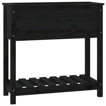 vidaXL Jardinière avec étagère Noir 82 5x34 5x81 cm Bois massif de pin