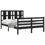 vidaXL Cadre de lit avec tête de lit noir 140x190 cm bois massif