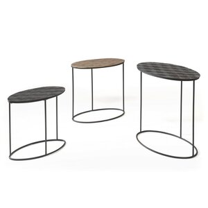 Rousseau Ensemble de tables d'appoint 3 Pièces Tanto Métal Noir et doré