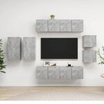 vidaXL Ensemble de meuble TV 8 Pièces Gris béton Aggloméré