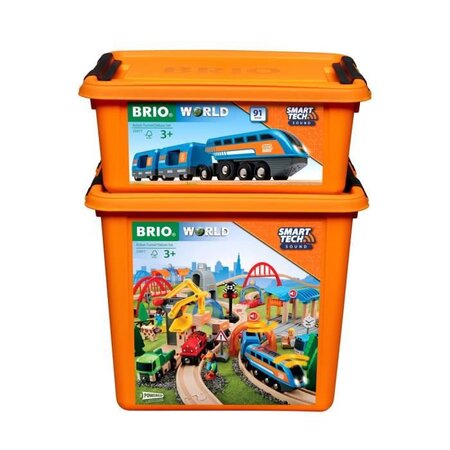 Brio World Circuit Smart Tech Sound Deluxe - Coffret complet 91 pieces - Circuit de train en bois - Ravensburger - Des 3 ans - 33977