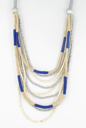 collier long à corde bleu