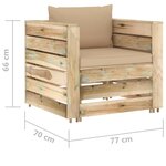 vidaXL Salon de jardin 8 Pièces avec coussins Bois imprégné de vert