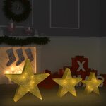 vidaXL Étoile de décoration de Noël 3Pièces doré LED Extérieur Intérieur