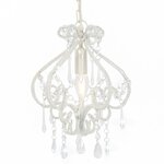 vidaXL Plafonnier avec perles Blanc Rond E14