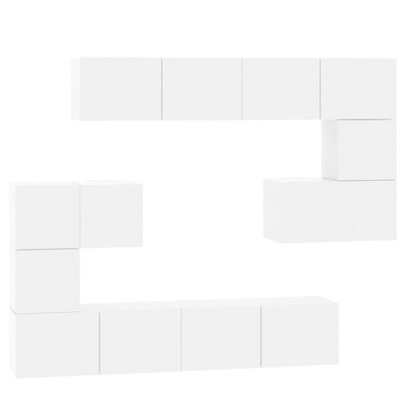 vidaXL Meuble TV mural Blanc brillant Bois d'ingénierie