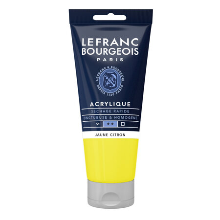 Peinture acrylique en tube jaune citron 80ml lefranc & bourgeois